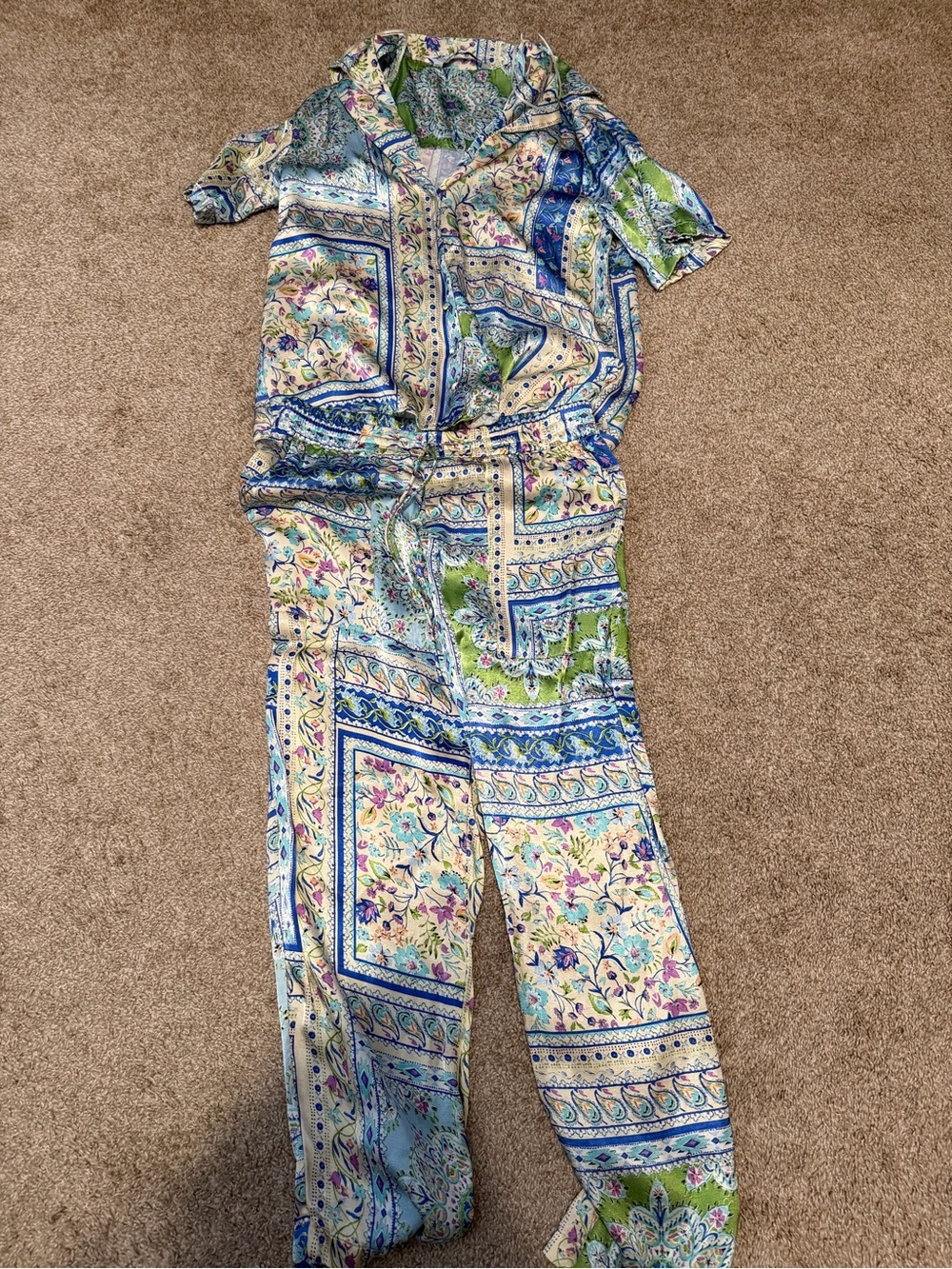 Zara Multicolor Floral Patchwork matching set